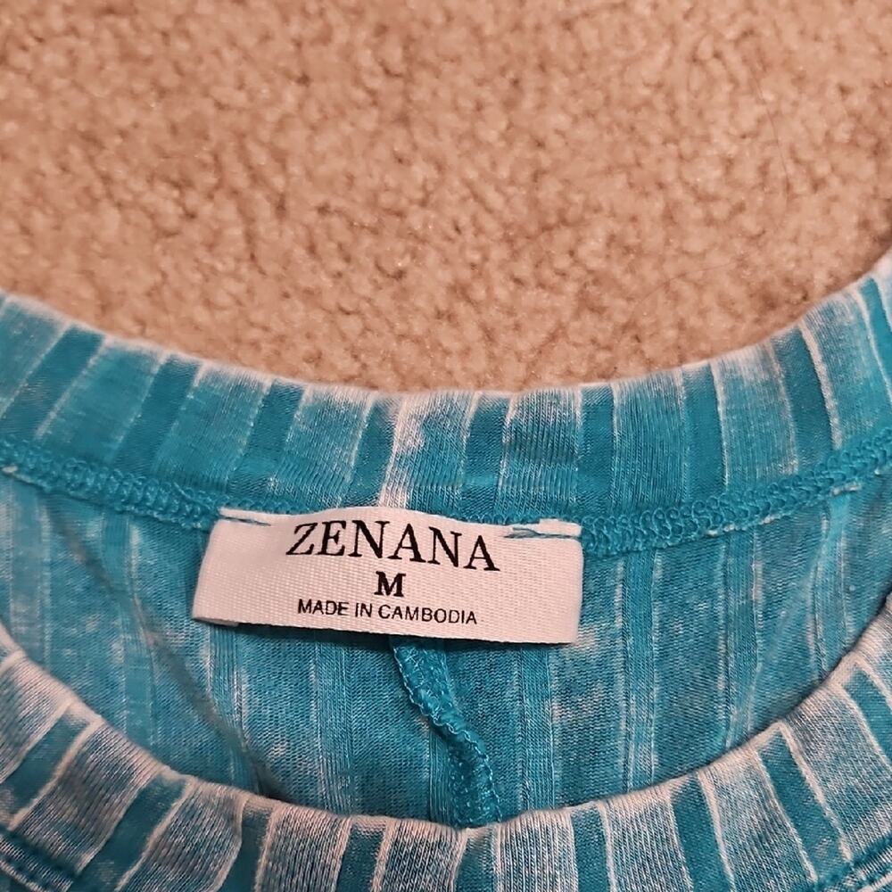 Zenana Ribbed Semi-Cropped Tank – Turquoise Blue, Small - Picture 2 of 3